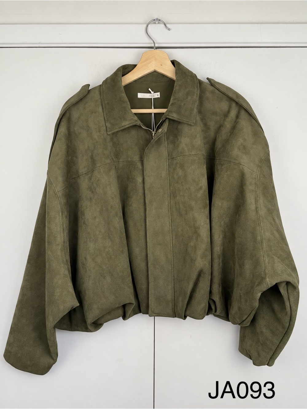 Zara Faux Suede Bomber Jacket Mid Khaki M NWT
